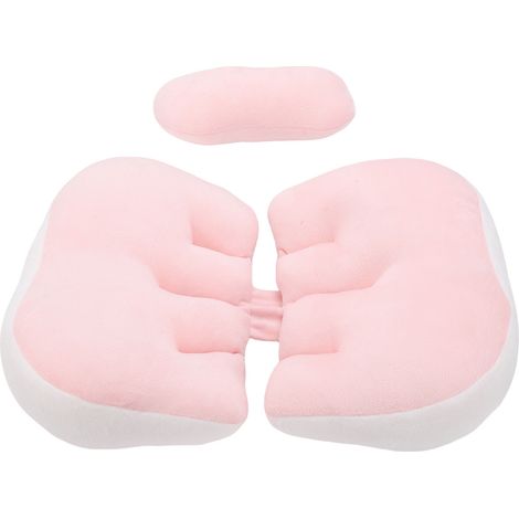 Oreiller en forme de W pour femmes, coton réglable, soutien du ventre de voyage, maternité, dormeurs latéraux compensés, rose (1/5)