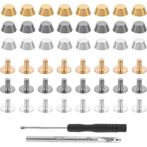 Lot de 26 pieds de sac à main,clous en laiton à tête plate,rivets métalliques,pour la confection de sacs à main en cuir. (1/5)