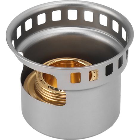 Réchaud à alcool portable coupe-vent en alliage d'aluminium, revêtu de cuivre, idéal pour le camping et les pique-niques, gris. (1/5)