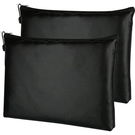 Lot de 2 porte-documents résistants au feu 29 x 20 cm, Noir Sacs Anti-feu Documents, Sac de documents ignifuge et Étanche, Sac à Documents Ignifuge, Pour L'argent, Les Documents (1/5)