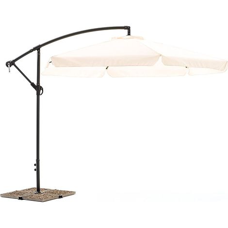 Sombrilla de Jardín con Brazo Descentrado y Manivela Tela Cruda Redonda 3x2mt