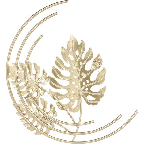Gold Metal Leaf Wall Decoration, Iron Wall Sculptures for Living Room, Bedroom, Office, Home with a Modern and Rustic Design (1/5)