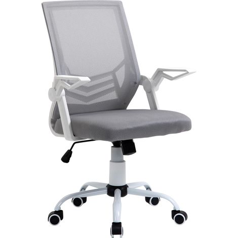 Chaise de bureau ergonomique Vinsetto, chaise en maille à hauteur réglable, accoudoirs relevables, soutien lombaire respirant pour adolescents et adultes, 62,5 x 55 x 94-104 cm, grise