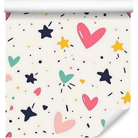 Papier peint Love blanc, corail et gris clair 50x1000 cm (1/5)