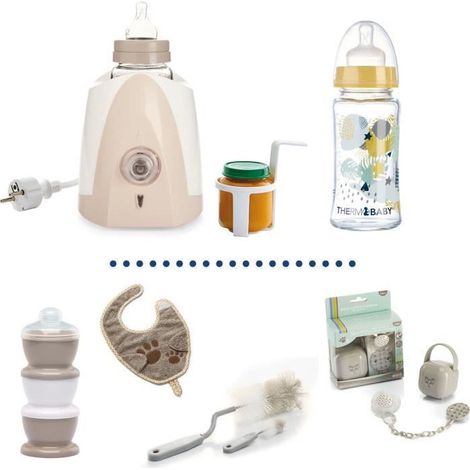 Scaldabiberon + Biberon in vetro 230ml + Spazzola per biberon + Scatola dosatrice di latte + Bavaglino + Set Scatola per ciucci (1/5)
