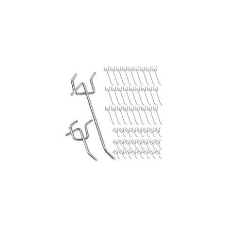 Crochets de porte , lot de 50, adaptés aux panneaux muraux et aux murs d'exposition de vente au détail, ensembles de crochets simples de 10 cm et 5 cm. (1/5)