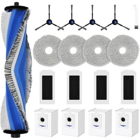 FENOPLASTICA 18-teiliges Ersatzteilset für Ecovacs Deebot T30S Combo / T30S Combo Complete, inklusive 1 Hauptbürste, 4 Staubbeutel, 4 Wischpads, 4 HEPA-Filter und 4 Seitenbürsten (1/5)