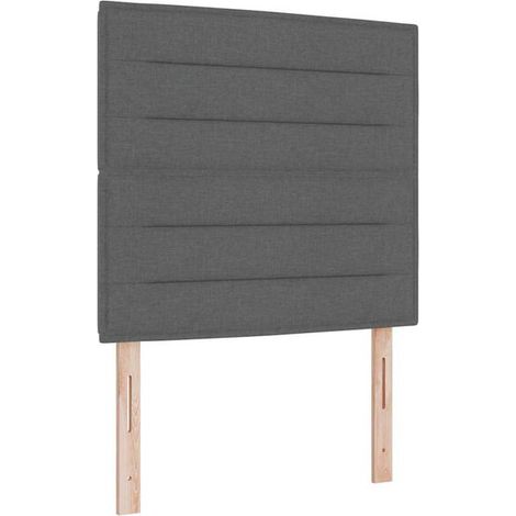 Cadre de lit à ressorts, matelas inclus, gris foncé, 80 x 200 cm, revêtement en tissu. (1/5)