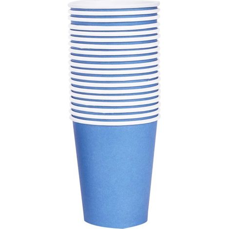 1 paquet de 20 gobelets en papier bleus, gobelets jetables pour réunions de famille et fêtes d'anniversaire, 255 ml (9 onces)