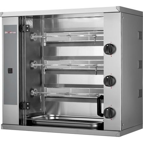 Rôtissoire à poulets gaz, 3 broches (9 poulets) SMALL - Diverso
