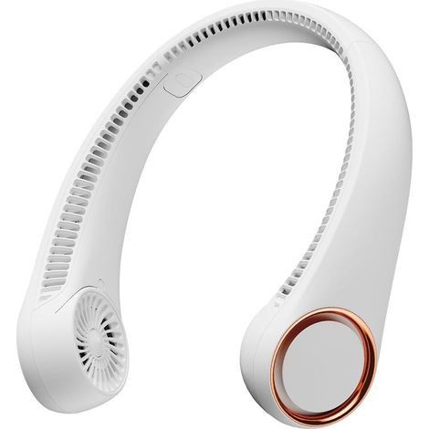 gaiatop Portable Neck Fan Rechargeable, Hands-Free 360° Cooling, Max 23.5hrs Runtime, Lightweight Personal Wearable Fan Neck Cooler, Summer Outdoor Travel Essentials, Gifts for Men Women, White (1/5)