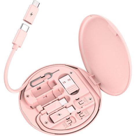 Adaptateur De Conversion USB - C Vers Lightning Et Micro-USB - Boîte D'Adaptateurs Avec Câble USB-C Vers USB-C - Pour Transfert De Données Et Chargement Rapide - Kit De 7 Pièces (1/5)