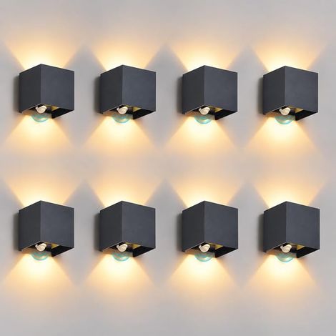 GBLY LED Applique da Parete Esterna 6W con Grado di Protezione IP54 Design Moderno a Forma di Cubo Nero Angolo del Fascio Regolabile Luce Bianco Caldo 3000K Ideale per Ingressi Giardini Terrazze e Gar (1/4)