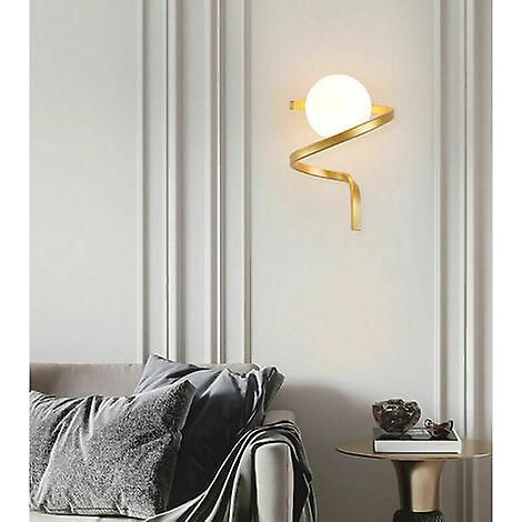 Applique murale en verre, luminaire mural doré moderne pour intérieur, idéal pour la décoration de la salle de bain, de la cuisine, du salon, de la coiffeuse ou du couloir. (1/4)