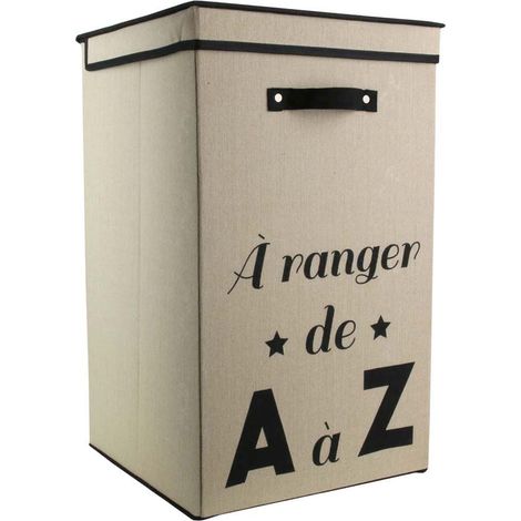Panier à linge pliable en tissu 70L Famille Beige