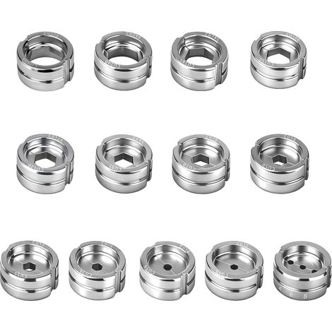 Mâchoires de Sertissage 4-300mm² -1 Jeu de Mâchoires 4/6/8mm² + 12 Mâchoires Séparées 10-300mm² - Acier Haute Résistance Anti-Usure - Compatible Pinces Manuelles/Électriques - Domestique et Industriel (1/5)