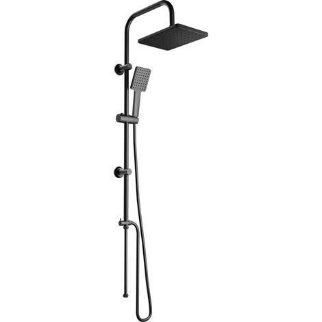 Colonna doccia in acciaio inox nero opaco con deviatore a due vie e soffione 19x26 cm Reno (1/4)
