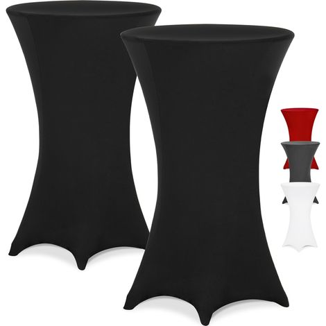 DETEX® Stehtisch Husse 2er Set Ø60-65/70-75/80-85cm Farbwahl Stretch Stehtischhusse Überzug 2er Set schwarz, 70Ø