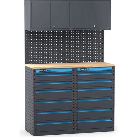 arredamento modulare per officina fami "linea 391" con cassettiere in lamiera antracite 121,6x49,5x190 cm (1/4)