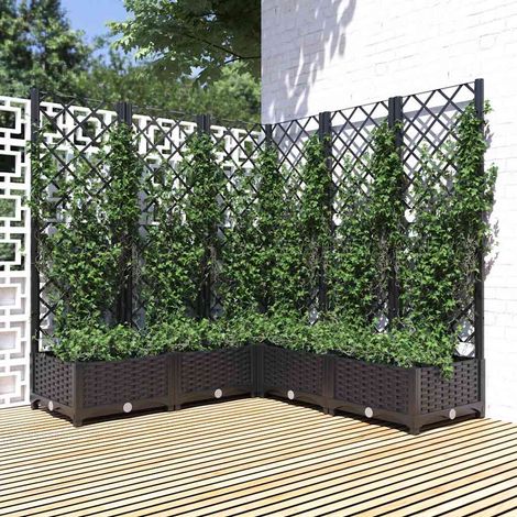vidaXL Fioriera da Giardino con Graticcio Nero 120x120x121,5 cm
