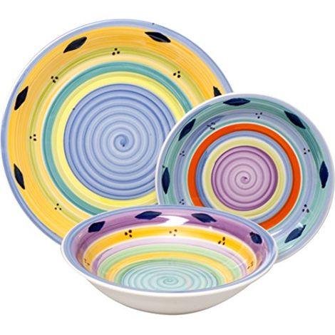 Excelsa Esprit Servizio Piatti, Ceramica, Multicolore, 18 Pezzi (1/4)