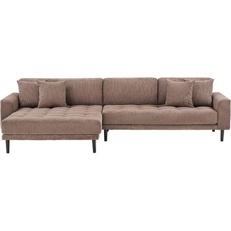 Cora canapé chaiselongue gauche incl. 4 coussins velours brun.