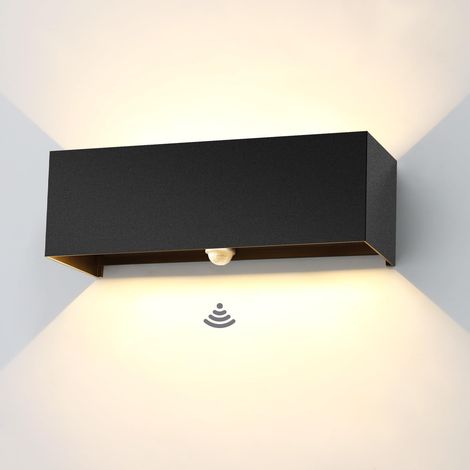 30W LED-Außenwandleuchte mit Bewegungsmelder, 3000K, schwarz, verstellbare Aluminium-Außenwandlampe, IP65, wasserdicht für Treppenhaus, Wohnzimmer, Schlafzimmer [Energieklasse F]
