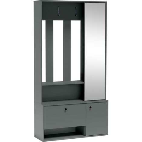 AX LIVING Schuhschrank mit Garderobe Tokessa mit Spiegel Stone Green