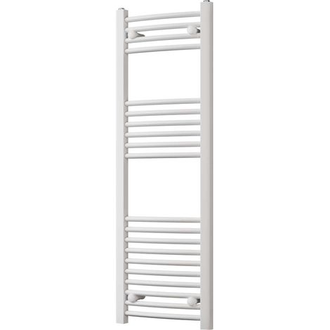 Zennor - White Heated Towel Rail - H1200mm x W400mm - Curved (1/3)