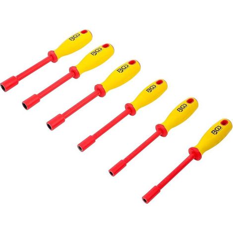 Jeu de Tournevis VDE à Douilles Six Pans 5,5-12 mm - 6 pcs - Isolation et Sécurité Électrique, Acier - D-Work