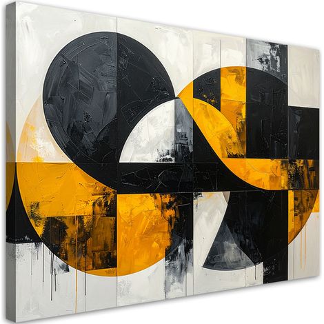 Stampe su Tela, Imitazione geometrica texture giallo nero, 30x20 (1/5)