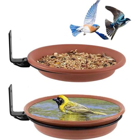 Vogelfutterspender mit Baumständer und Wasserschale – 2 Schalen und 2 Ständer – Gartentränke und Futterspender