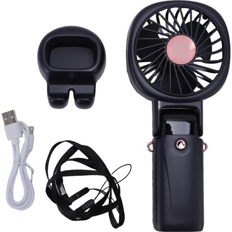 Portable Handheld Fan Power Bank Silent Neck Hanging USB Desktop Fan for Outdoor and Travel Blue (1/5)