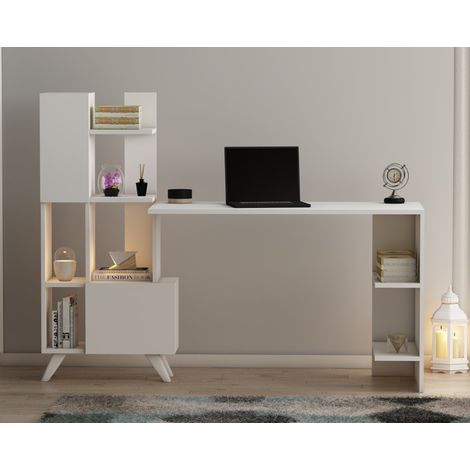 Scrivania in stile industriale in rovere e nero con ripiani KUHMO