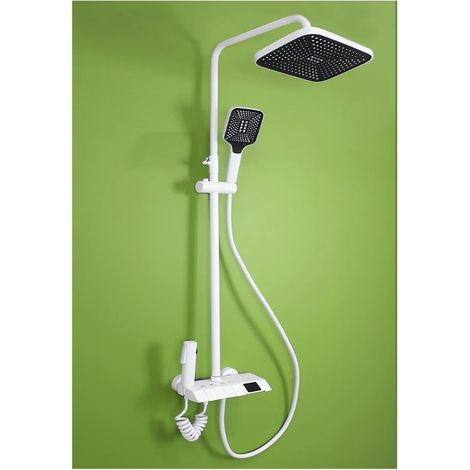 Ensemble de douche mitigeur thermostatique intelli Ensembles de robinets de douche de salle de bains à affichage numérique, accessoires de salles de bains Le débit d'eau produit de l'électricité, ense (1/5)