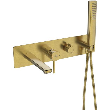 Rubinetto per vasca da incasso Laveo con set doccia POLA Gold (1/4)