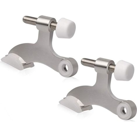 Brushed Satin Nickel Door Stop with Hinge Pin, 2 Pack - Adjustable Heavy Duty Door Stop with Hinge Pin and Rubber Head, YMYNY