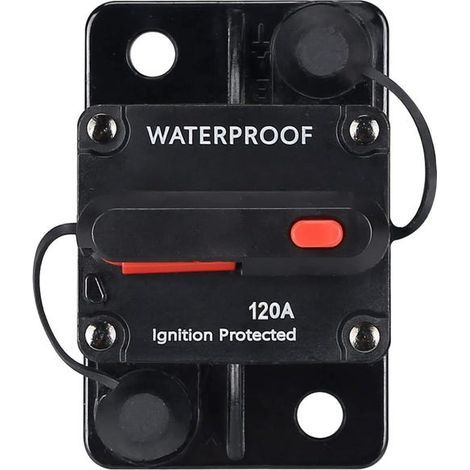 120A Waterproof Circuit Breaker Fuse Holder with Manual Reset, for Cars, Boats, ATVs, Audio Systems (1/5)