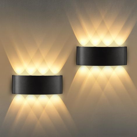 Applique Murale LED - Lot de 2 - Aluminium - Éclairage Haut et Bas - IP65 Intérieur Extérieur - 22x8x5 cm (1/5)