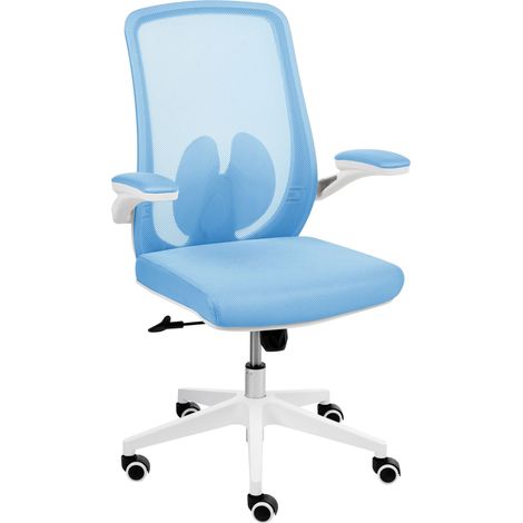 Chaise de Bureau Moderne en Maille Base Pivotante Hauteur Réglable Accoudoirs Relevables Bleu Clair Overlord