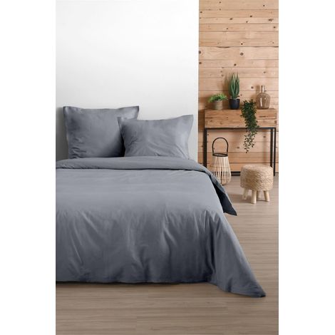 Stof - Housse De Couette -Taille 240X220 Cm - 100% Coton Certifié Oeko-Tex - Couleur Souris -Modèle Eden - Linge De Lit Pour Maison - Idéal Lit Double Queen Size Ou Standard - 2 Personnes
