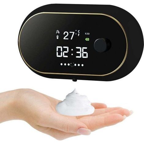 (noir)Distributeur de savon automatique 500 ml avec capteur, distributeur de savon électrique rechargeable réglable à 3 niveaux, distributeur de savon mousse pour cuisine et salle de bain (1/4)