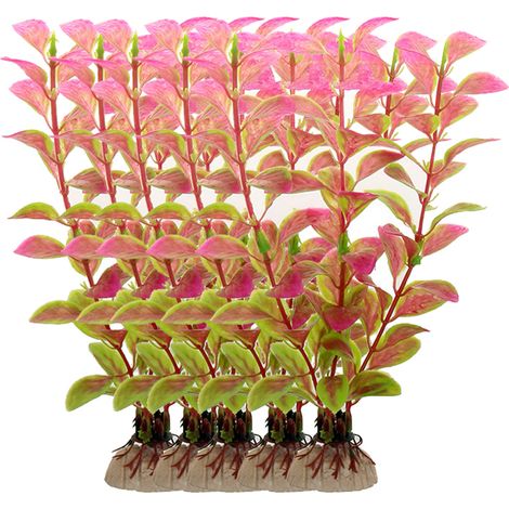 Conjunto de 10 plantas artificiales, de PVC y cerámica, decoraciones realistas para acuarios de hogar u oficina. (1/5)