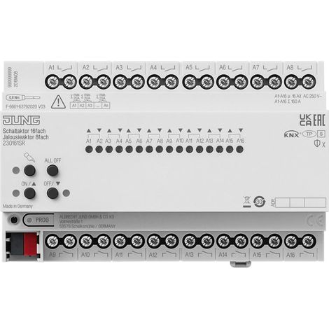 Jung KNX Actuador persianas 16 salidas blanco 8 módulos
