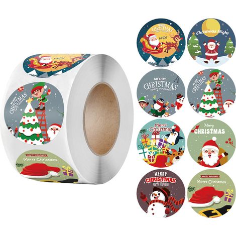 Etiquettes De Noël Rondes - 1,5 Pouces - En Papier - Pour Décoration De Chambre Et Activités Enfants - Lot De 500