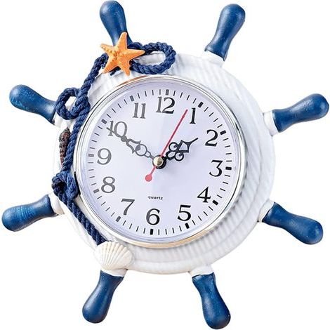 1 pièce de décoration murale de style méditerranéen comprenant une horloge, une ancre, un gouvernail et un élément de style méditerranéen (1/5)