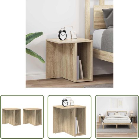 Wohnzimmerbeistelltisch - Beistelltisch 2 pcs Sonoma-Eiche 37 x 32 x 40 cm Holzwerkstoff (1/5)