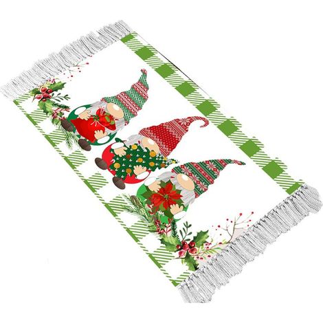 Tapis de sol rectangulaire lavable tissé à motif de nains de Noël - Style 3 50 x 80 cm (1/2)