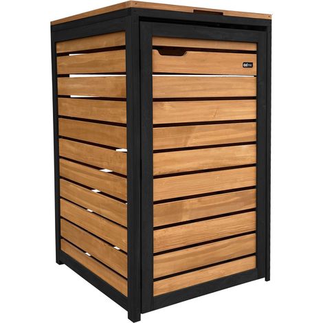 Axi Lex Cache Poubelle En Bois Marron/Noir - Abri Poubelle Pour 1 Conteneur - Max. 240L - Abri Poubelle Extérieur Avec Excellente Ventilation