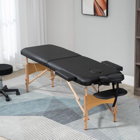 Camilla de masaje plegable portátil con reposacabezas, altura regulable 61-87 cm, negro HAVRYA (1/5)